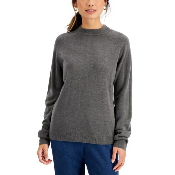 Karen Scott Womens Size XXL Luxsoft Mock-Neck Sweater in Charcoal Gray 1272 - Picture 1 of 7